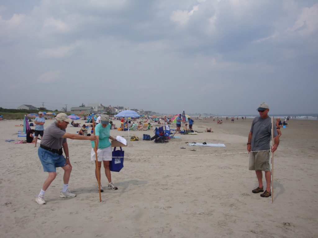 photo of beach profiling volunteers