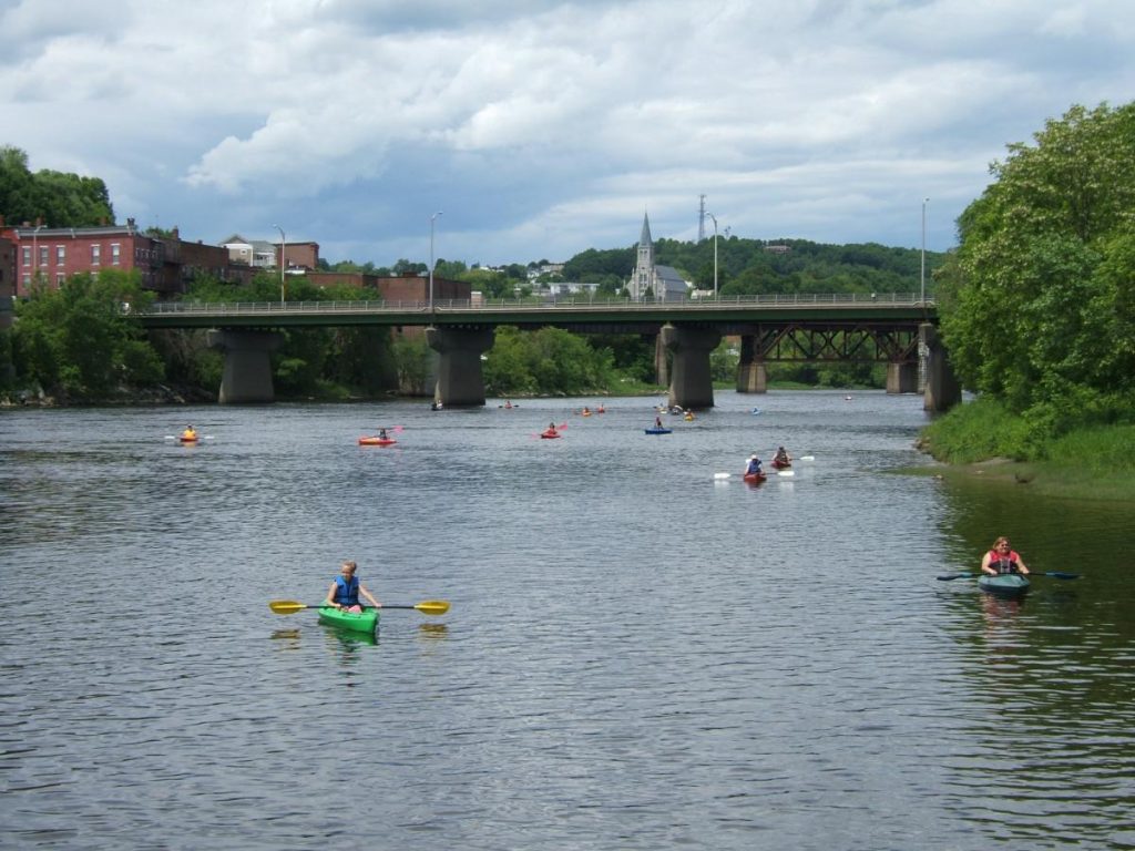photo of kayakers on the Kennebec River