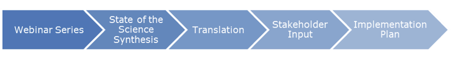 graphic showing progression of webinar series to stakeholder implementation