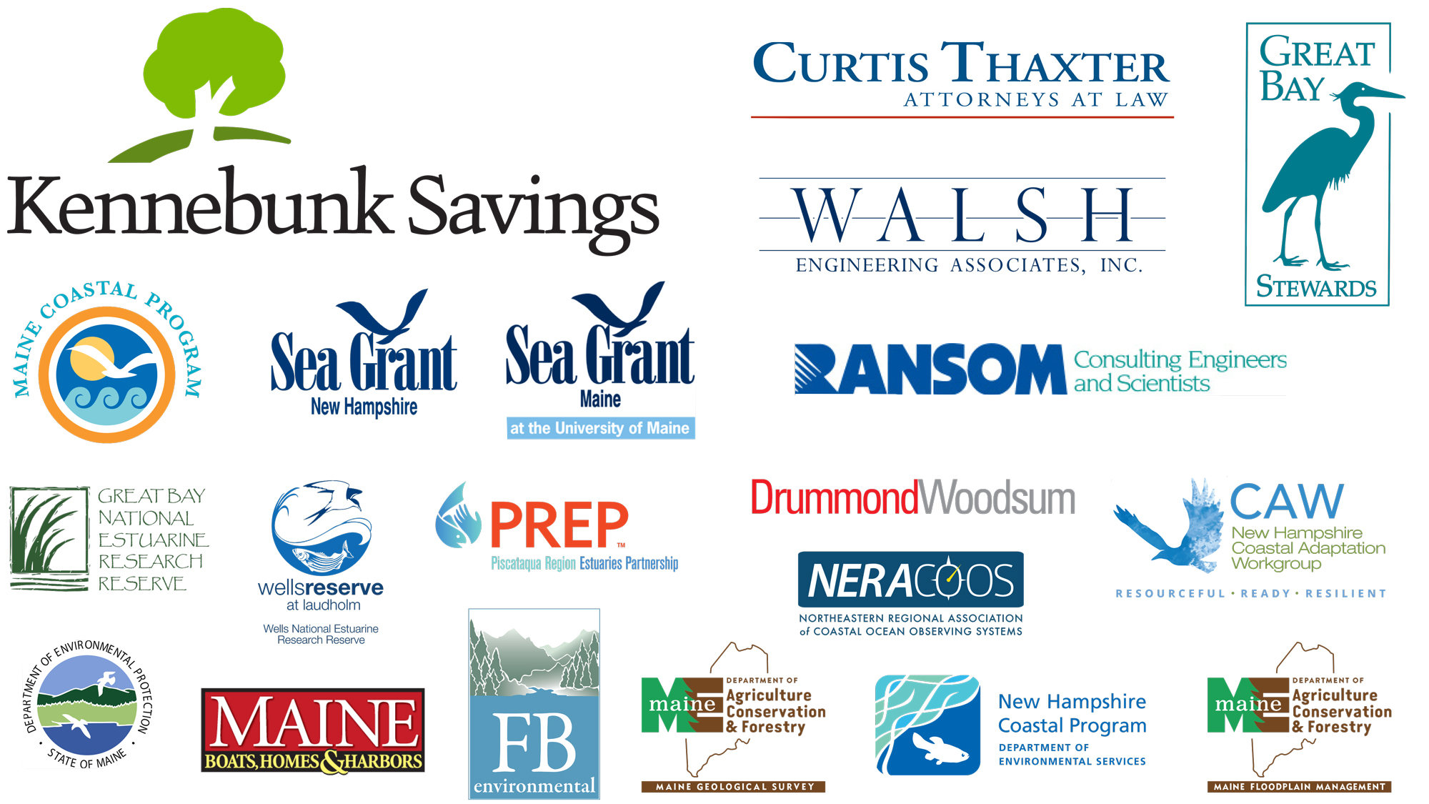 collage of the beaches conference sponsors, text list appears below image.