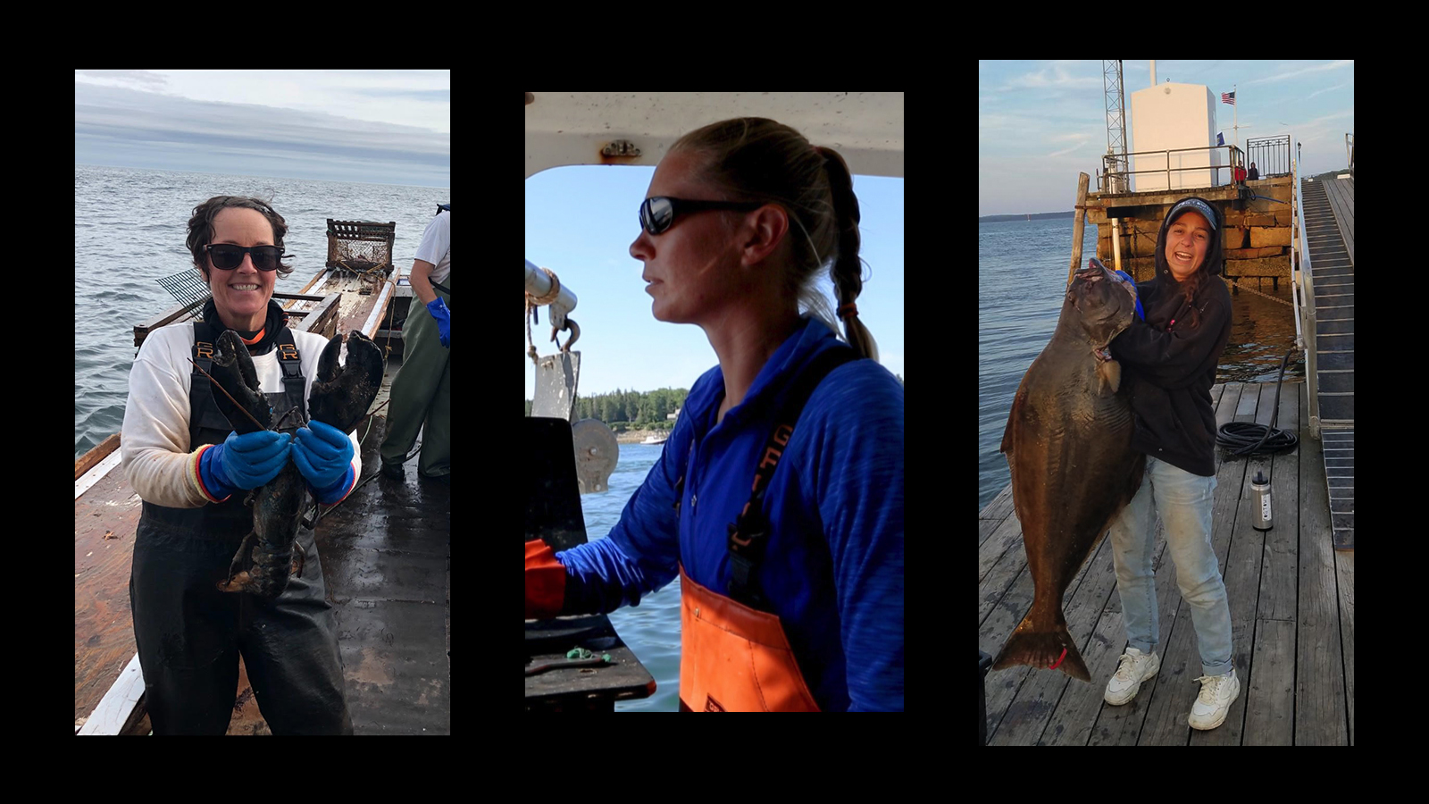 triptych photo collage of the three women fishermen