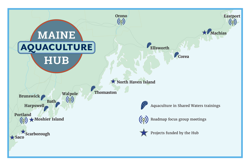 an illustrative map showing locations of various trainings and meetings