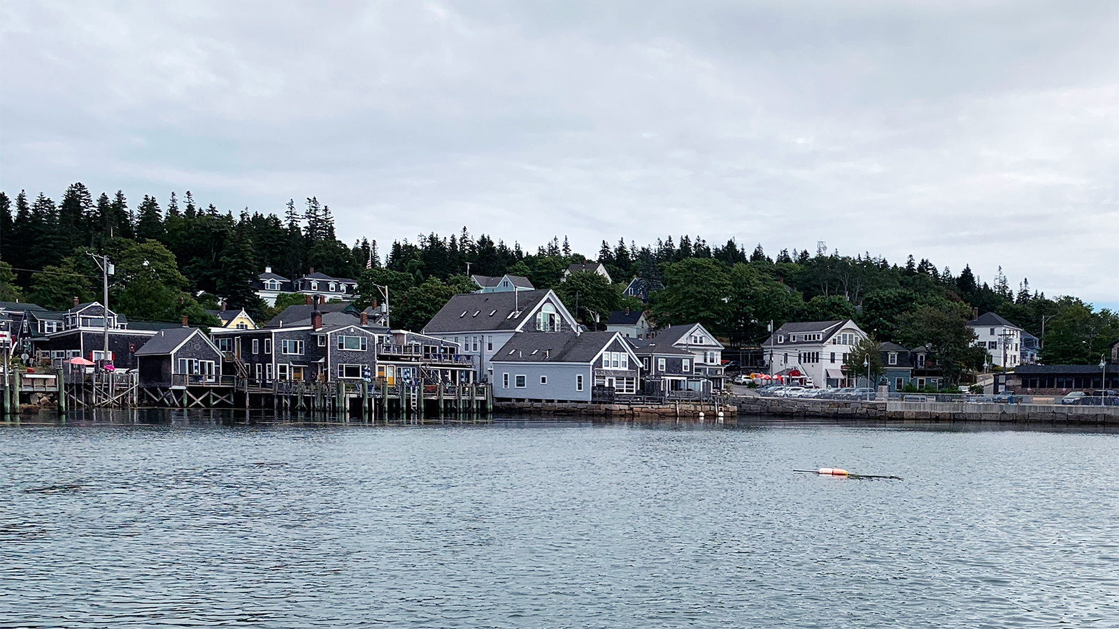 View of the coast of Stonington from the water