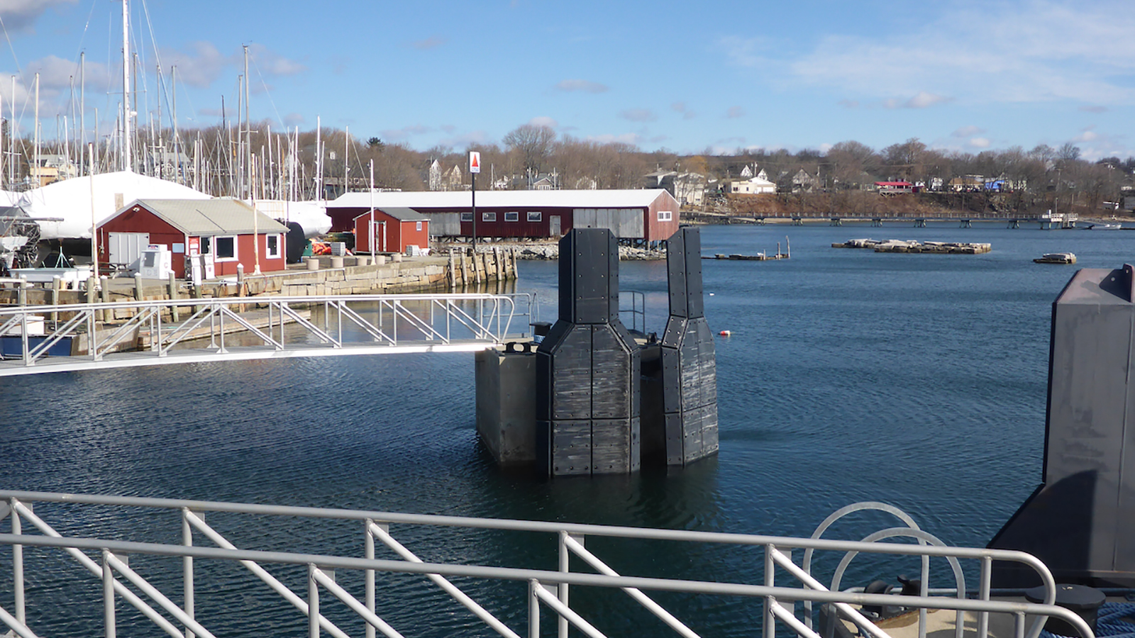 Piers and wharves on busy waterfront